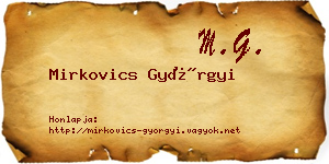 Mirkovics Györgyi névjegykártya